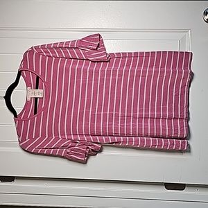 Philosophy XL super soft pink/cream striped shirt w/ruffles